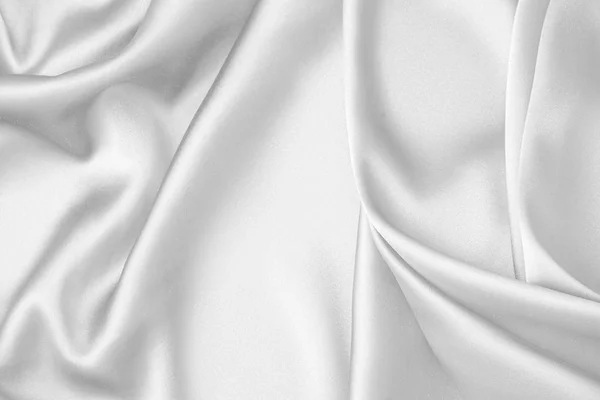 Tissu ondulé en soie blanche toile satinée vagues fond — Photo