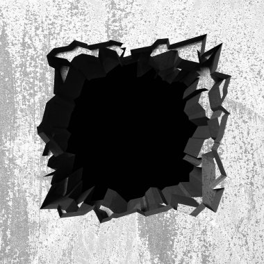 Karanlık kırık kırık hole beton duvar
