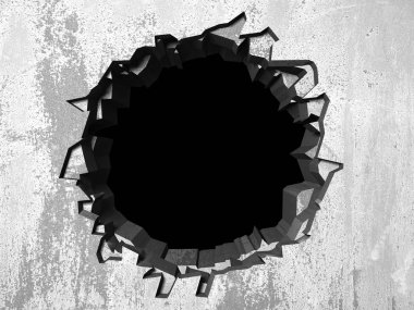 Karanlık kırık kırık hole beton duvar