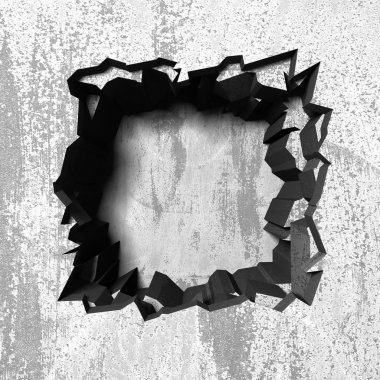 Karanlık kırık kırık hole beton duvar