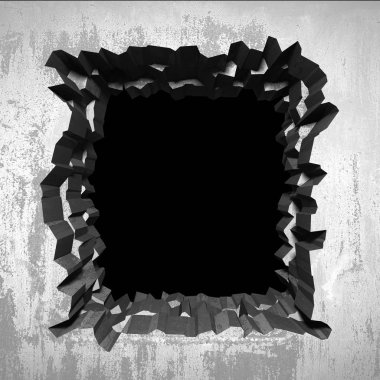 Karanlık kırık kırık hole beton duvar