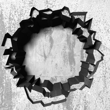 Karanlık kırık kırık hole beton duvar