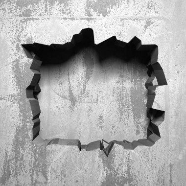Karanlık kırık kırık hole beton duvar
