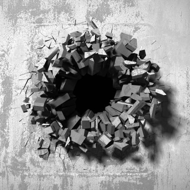 Karanlık kırık kırık hole beton duvar