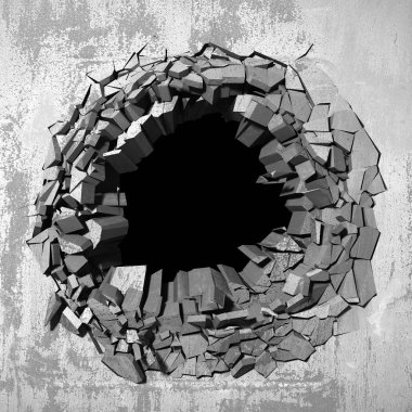 Karanlık kırık kırık hole beton duvar
