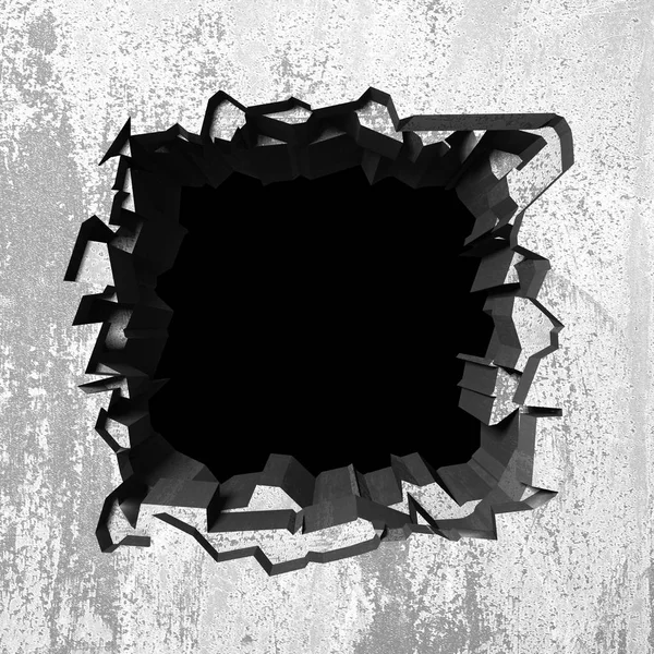 Темний розбитий отвір у бетонній стіні — стокове фото
