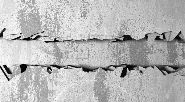 Тёмное треснувшее отверстие в бетонной стене
