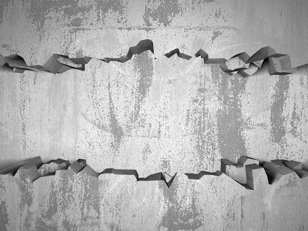 Donkere gebarsten gebroken gat in de betonnen muur — Stockfoto