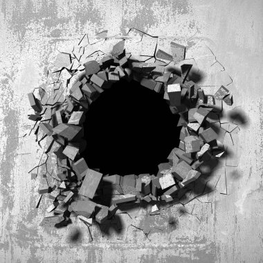 Karanlık kırık kırık hole beton duvar