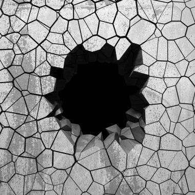Karanlık kırık kırık hole beton duvar
