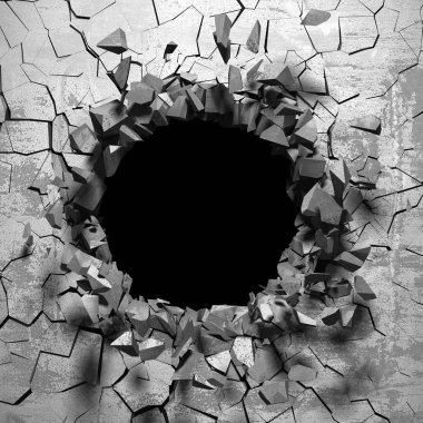 Karanlık kırık kırık hole beton duvar
