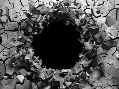 Karanlık kırık kırık hole beton duvar
