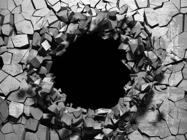 Karanlık kırık kırık hole beton duvar