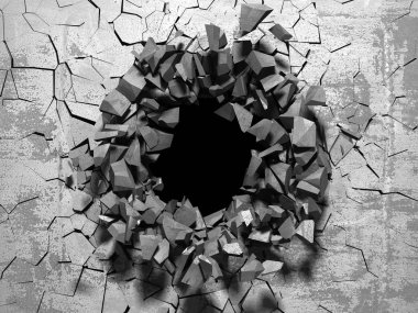 Karanlık kırık kırık hole beton duvar