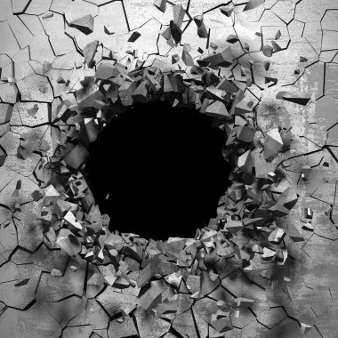 Karanlık kırık kırık hole beton duvar
