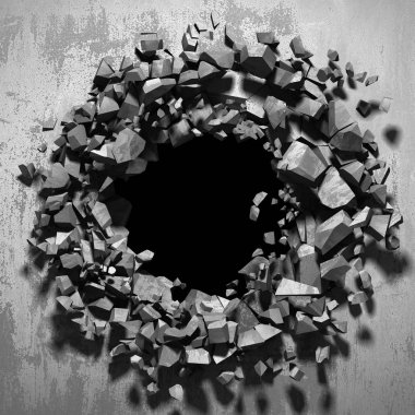Karanlık kırık kırık hole beton duvar