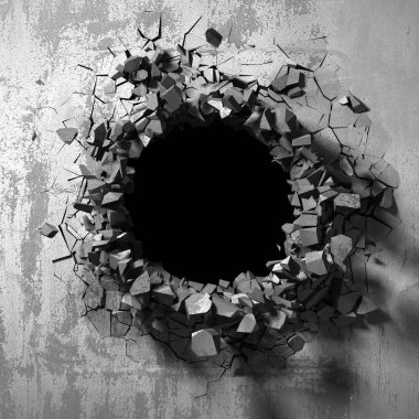 Karanlık kırık kırık hole beton duvar