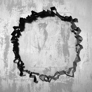 Karanlık kırık kırık hole beton duvar