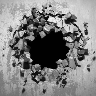 Karanlık kırık kırık hole beton duvar