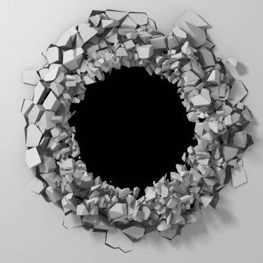 Karanlık imha beyaz taş duvarı kırık