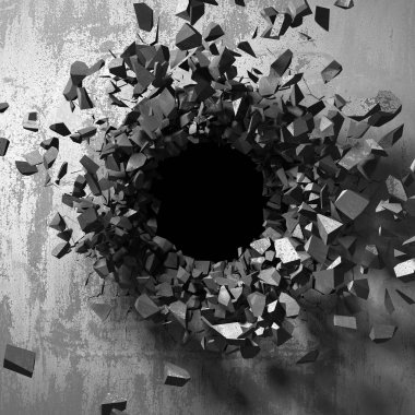 Karanlık kırık kırık hole beton duvar