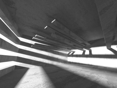 Beton mimari arka plan. Soyut boş karanlık oda