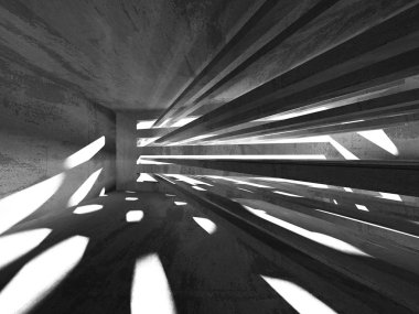 Karanlık beton boş oda. Modern mimari tasarım