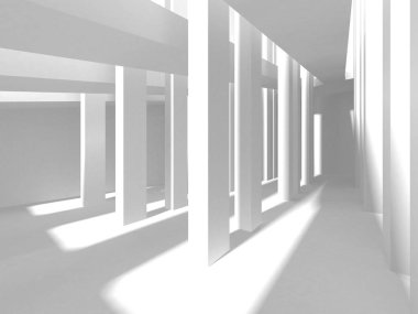 Soyut Modern Beyaz Mimari Arka Plan, 3d Render İllüstrasyon