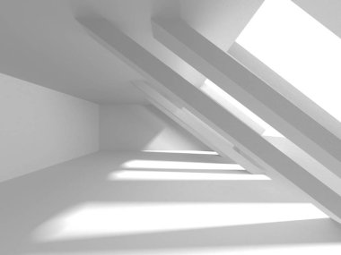 Soyut Modern Beyaz Mimari Arka Plan, 3d Render İllüstrasyon