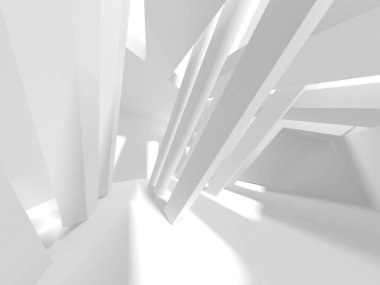 Soyut Modern Beyaz Mimari Arka Plan, 3d Render İllüstrasyon