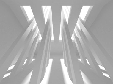 Soyut Modern Beyaz Mimari Arka Plan, 3d Render İllüstrasyon