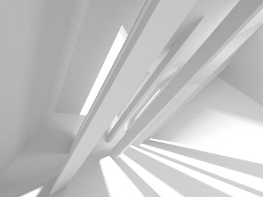 Soyut Modern Beyaz Mimari Arka Plan, 3d Render İllüstrasyon