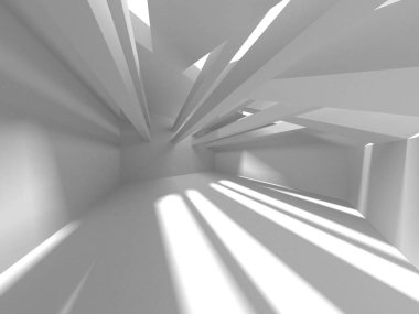 Soyut Modern Beyaz Mimari Arka Plan, 3d Render İllüstrasyon