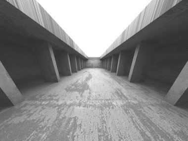 Karanlık beton boş oda. Modern mimari tasarım