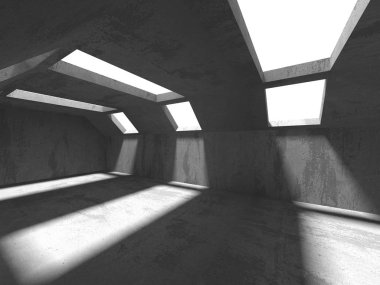 Beyaz Mimarlık inşaat Modern iç arka plan. 3D render illüstrasyon