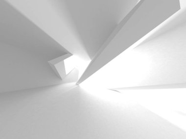 Beyaz Mimarlık inşaat Modern iç arka plan. 3D render illüstrasyon