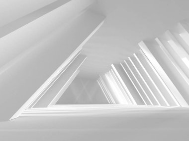 Soyut Modern Beyaz Mimari Arka Plan, 3d Render İllüstrasyon