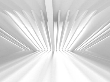 Fütüristik Beyaz Mimari Tasarım Arka Plan, 3d Render İllüstrasyon