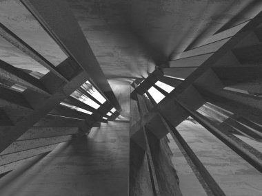 Karanlık beton boş oda. Modern mimari tasarım