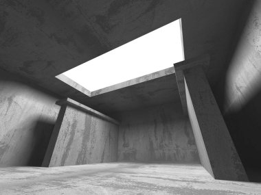 Karanlık Bodrum boş odası iç. Beton duvarlar