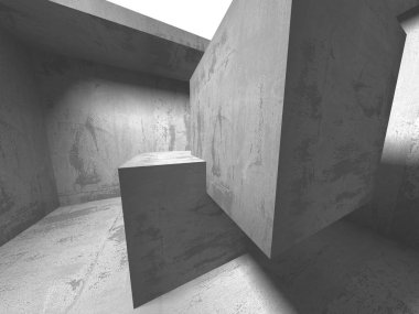 Karanlık beton boş oda. Modern mimari tasarım