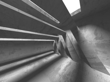 Karanlık beton boş oda. Modern mimari tasarım