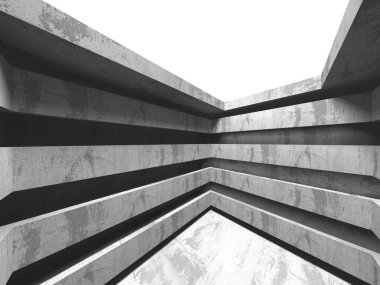 Karanlık beton boş oda. Modern mimari tasarım