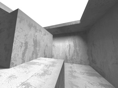 Karanlık beton boş oda. Modern mimari tasarım