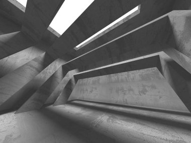 Karanlık beton boş oda. Modern mimari tasarım