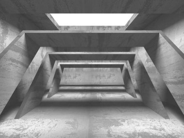 Karanlık beton boş oda. Modern mimari tasarım