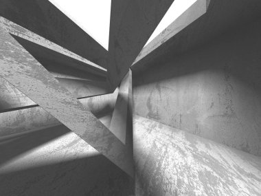 Karanlık beton boş oda. Modern mimari tasarım