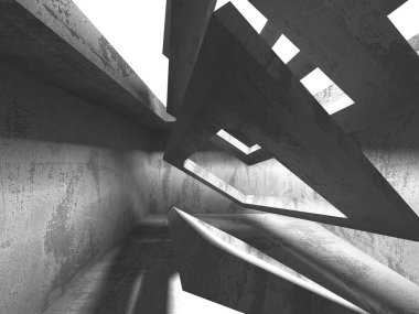 Karanlık beton boş oda. Modern mimari tasarım