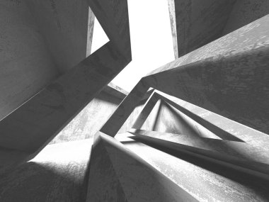 Karanlık beton boş oda. Modern mimari tasarım