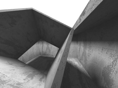 Karanlık beton boş oda. Modern mimari tasarım